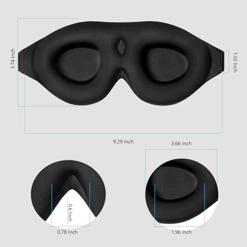 ALASKA BEAR Schlafmaske Memory Foam Konturierte Augenmuscheln für Damen und Herren, Weiche 3D Blackout Schlafmaske ohne Druck auf Augenlider und Wimpernschutz, Ohrstöpsel Set, Schwarz