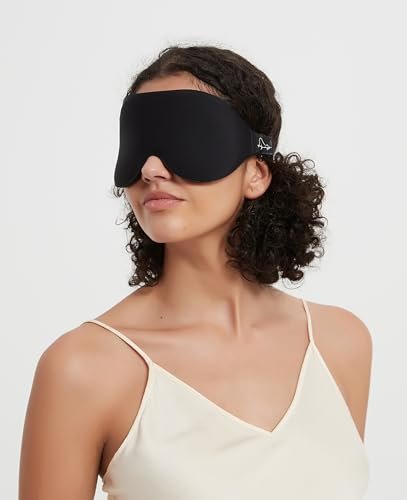 ALASKA BEAR Schlafmaske Memory Foam Konturierte Augenmuscheln für Damen und Herren, Weiche 3D Blackout Schlafmaske ohne Druck auf Augenlider und Wimpernschutz, Ohrstöpsel Set, Schwarz