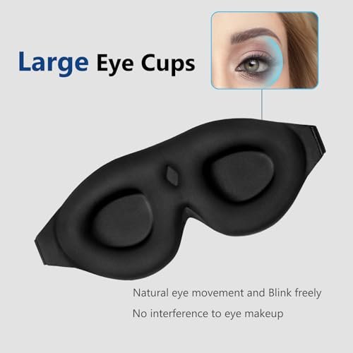ALASKA BEAR Schlafmaske Memory Foam Konturierte Augenmuscheln für Damen und Herren, Weiche 3D Blackout Schlafmaske ohne Druck auf Augenlider und Wimpernschutz, Ohrstöpsel Set, Schwarz