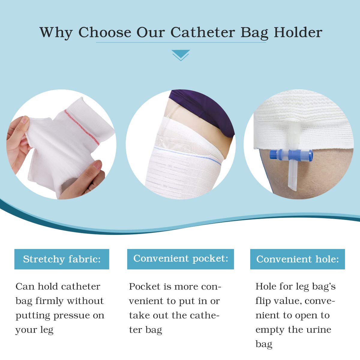 HANSILK Katheter-Beinbeutel-Halter 2 Stück Stoff-Katheterhüllen für Urinbeutel am Bein - Beinbeutel-Halter für Foley-Katheter für Männer und Frauen, Rollstühle (Groß, Packung mit 2)