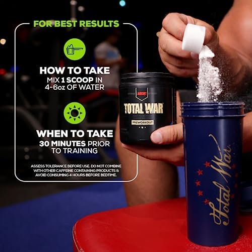REDCON1 Total War Pre Workout, Strawberry Mango - 30 Portionen - L-Citrullin, Apfelsäure, Grüntee-Extrakt für Pump-Boost - 3,2 g Beta-Alanin zur Reduzierung von Erschöpfung für Frauen & Männer