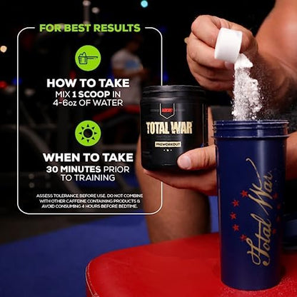 REDCON1 Total War Pre Workout, Strawberry Mango - 30 Portionen - L-Citrullin, Apfelsäure, Grüntee-Extrakt für Pump-Boost - 3,2 g Beta-Alanin zur Reduzierung von Erschöpfung für Frauen & Männer