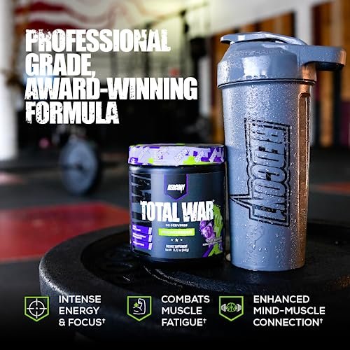 REDCON1 Total War Pre Workout, Strawberry Mango - 30 Portionen - L-Citrullin, Apfelsäure, Grüntee-Extrakt für Pump-Boost - 3,2 g Beta-Alanin zur Reduzierung von Erschöpfung für Frauen & Männer