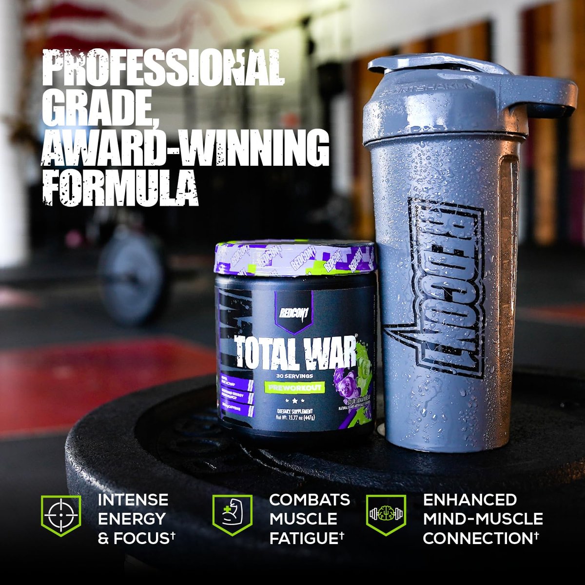REDCON1 Total War Pre Workout, Strawberry Mango - 30 Portionen - L-Citrullin, Apfelsäure, Grüntee-Extrakt für Pump-Boost - 3,2 g Beta-Alanin zur Reduzierung von Erschöpfung für Frauen & Männer