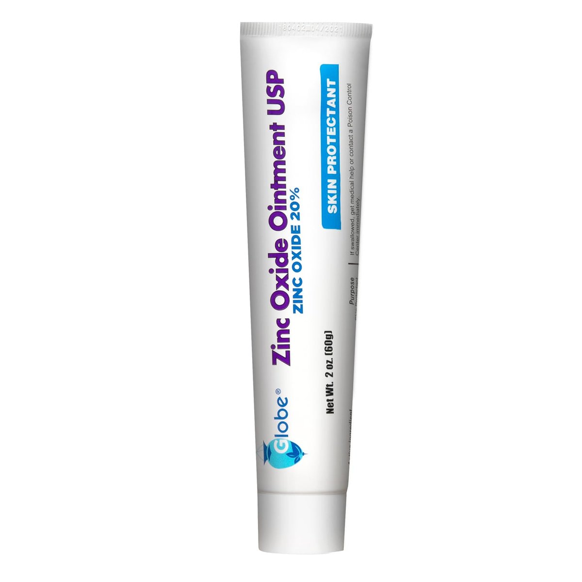 GLOBE Zinkoxid-Salbe 20%, 56,7 g Tube – Fortschrittlicher Hautschutz bei Windeldermatitis, Linderung bei Giftefeu, -sumach & -eiche, Schutz vor Nässe und wunder Haut