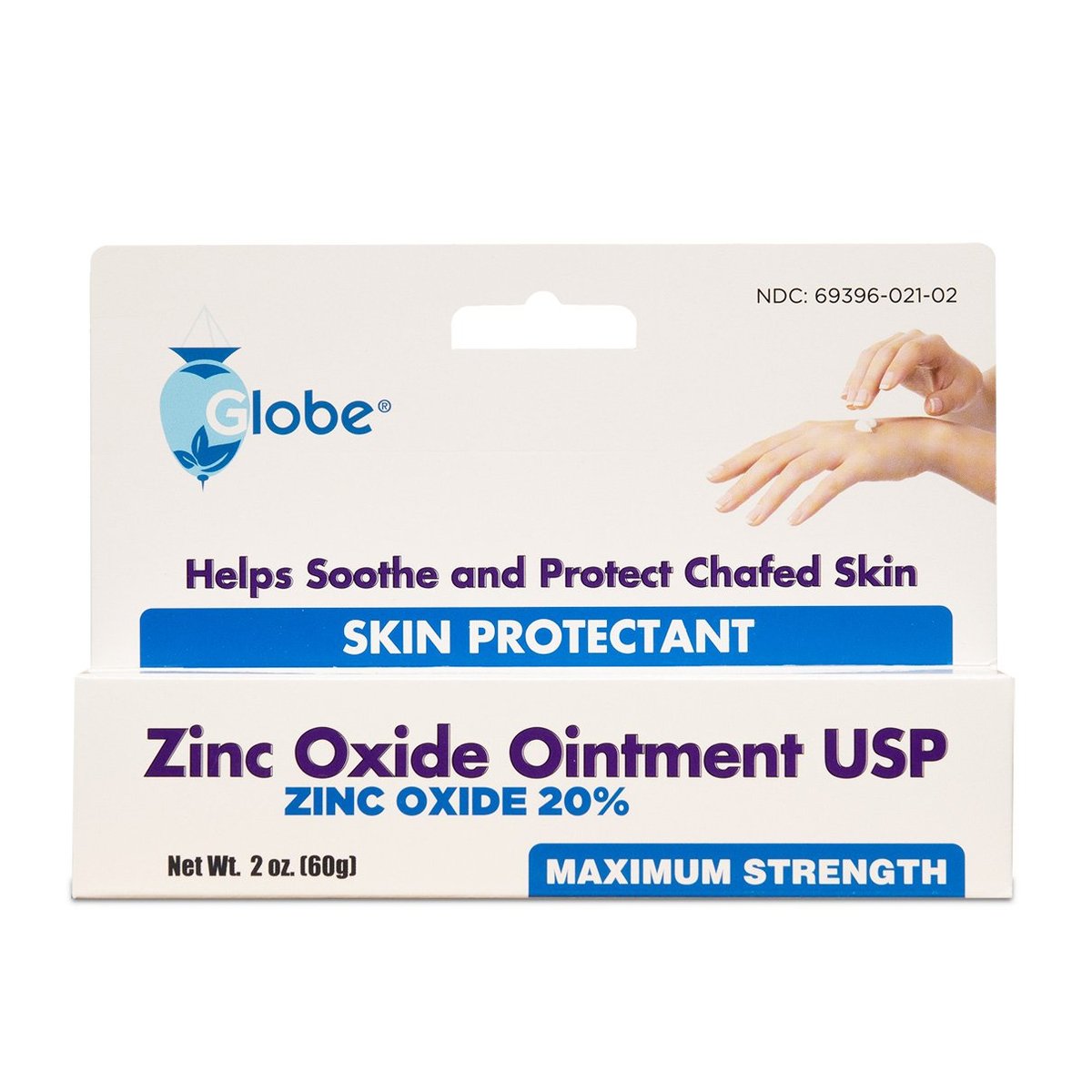 GLOBE Zinkoxid-Salbe 20%, 56,7 g Tube – Fortschrittlicher Hautschutz bei Windeldermatitis, Linderung bei Giftefeu, -sumach & -eiche, Schutz vor Nässe und wunder Haut
