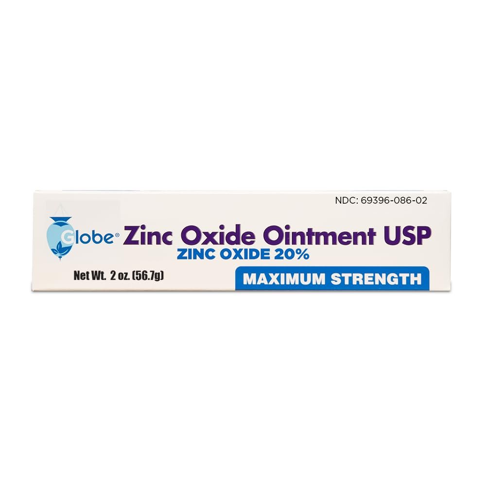 GLOBE Zinkoxid-Salbe 20%, 56,7 g Tube – Fortschrittlicher Hautschutz bei Windeldermatitis, Linderung bei Giftefeu, -sumach & -eiche, Schutz vor Nässe und wunder Haut