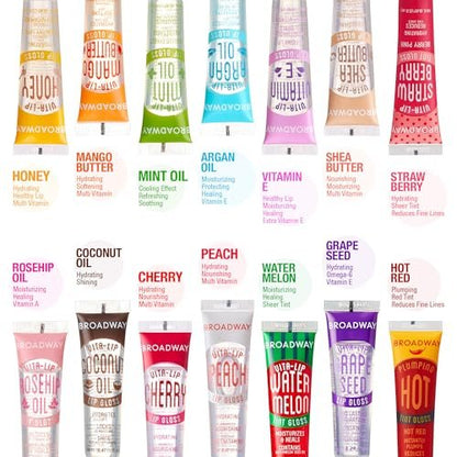 Ruby Kisses Broadway Vita-Lip Clear Lip Gloss (Mint Oil 3er Pack) – Ultra-feuchtigkeitsspendender & beruhigender Lipgloss mit Vitaminölen, hochglänzendes, nicht klebriges Finish, pflegender, glänzender Lipbalm mit Kühleffekt