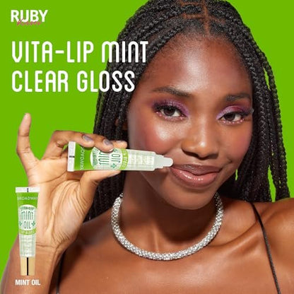 Ruby Kisses Broadway Vita-Lip Clear Lip Gloss (Mint Oil 3er Pack) – Ultra-feuchtigkeitsspendender & beruhigender Lipgloss mit Vitaminölen, hochglänzendes, nicht klebriges Finish, pflegender, glänzender Lipbalm mit Kühleffekt