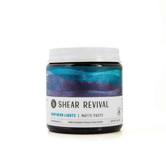Shear Revival Northern Lights Matte Paste Pomade – Fester Halt, Mattes Finish für alle Haartypen, 99% natürliche Inhaltsstoffe, 3,4 oz