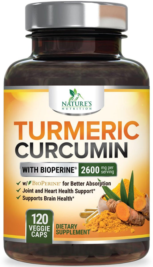 Turmeric Curcumin Supplement - 2400 mg Bio-Perine & 95% Curcuminoide - Natürliche Gelenkunterstützung, Vegan, 120 Kapseln
