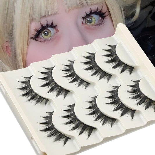 5 Paar Cosplay Manga Wimpern 3D Kleiner Teufel Stachelige Wimpern Niedliche Anime Wimpern Japanischer Stil Make-up Wimpern Natürlicher Look Halloween Wimpern Schönheitsverlängerungswerkzeuge