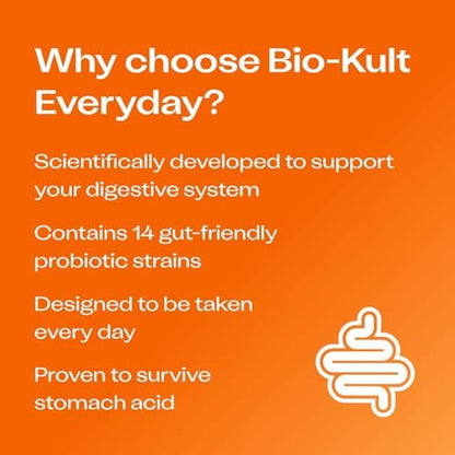 Bio-Kult Darmgesundheit Probiotikum – 14 Bakterienstämme, Probiotika für Frauen & Männer, Immununterstützung, Verdauungsgesundheit, haltbar, nicht-GVO & glutenfrei, Kapseln, 30 Stück (1er-Pack)