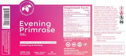 Mountain Meadow Herbs Nachtkerzenöl 1.000 mg – Omega-6-Fettsäuren für die Frauengesundheit, unterstützt reine Haut & hormonelles Gleichgewicht, glutenfrei, leicht einzunehmende Softgels (30 Stück)