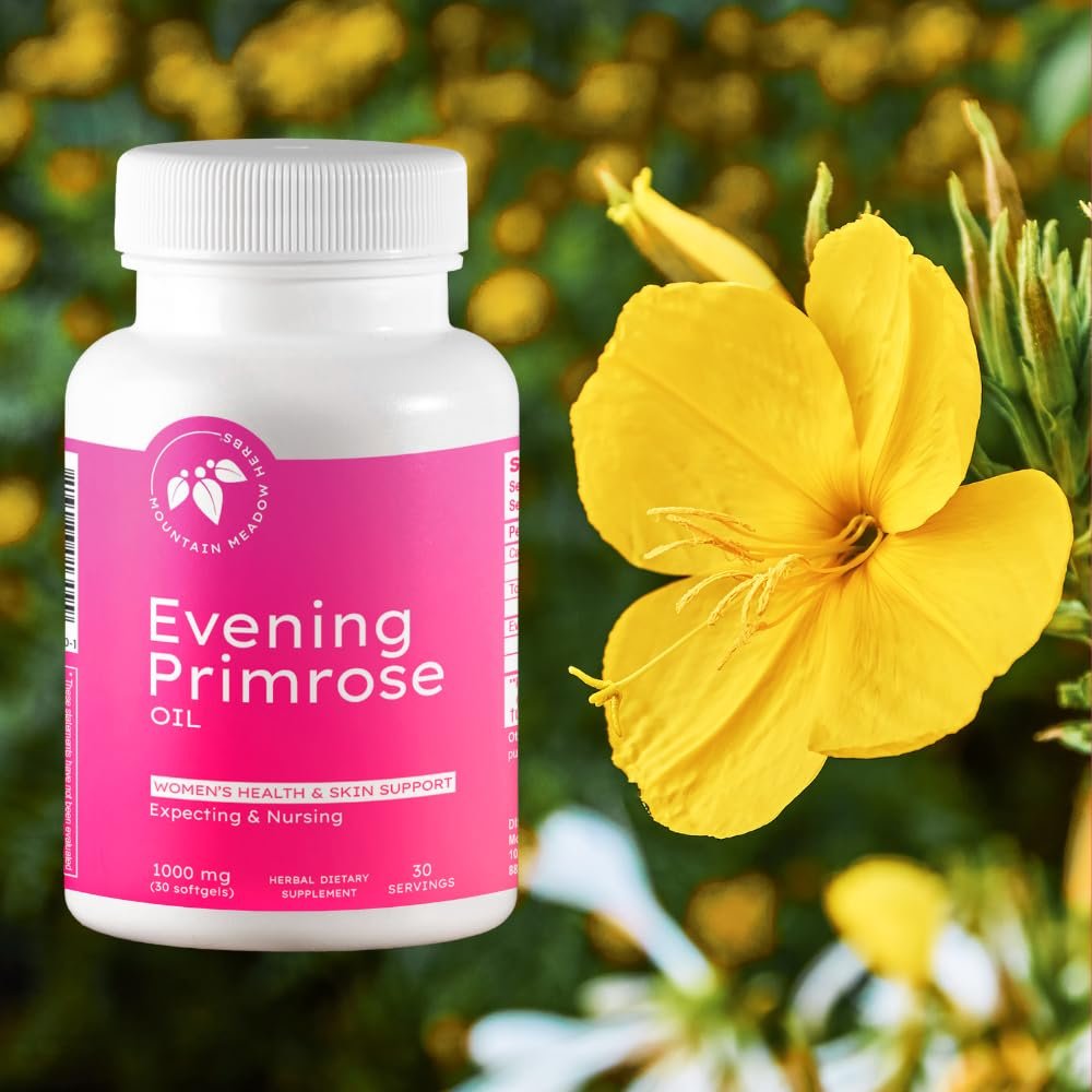 Mountain Meadow Herbs Nachtkerzenöl 1.000 mg – Omega-6-Fettsäuren für die Frauengesundheit, unterstützt reine Haut & hormonelles Gleichgewicht, glutenfrei, leicht einzunehmende Softgels (30 Stück)