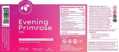 Mountain Meadow Herbs Nachtkerzenöl 1.000 mg – Omega-6-Fettsäuren für die Frauengesundheit, unterstützt reine Haut & hormonelles Gleichgewicht, glutenfrei, leicht einzunehmende Softgels (30 Stück)