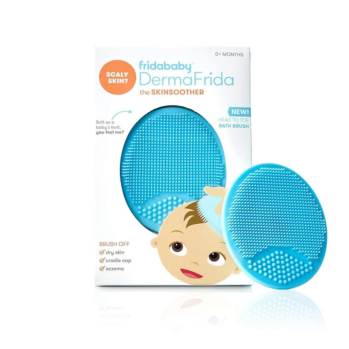 Frida Baby DermaFrida The SkinSoother Baby Badebürste – Sanfte Silikonbürste gegen Milchschorf, trockene Haut und Ekzeme bei Babys