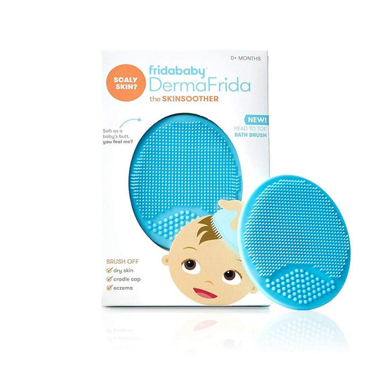 Frida Baby DermaFrida The SkinSoother Baby Badebürste – Sanfte Silikonbürste gegen Milchschorf, trockene Haut und Ekzeme bei Babys