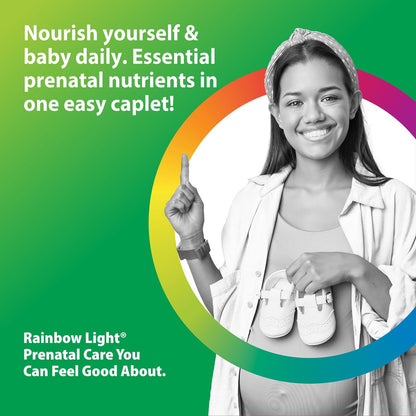 Rainbow Light Prenatal Multivitamin One + für Frauen | 60 Kapseln | Essentielle Nährstoffe für Mama & Baby | Echte Lebensmittel-Nährstoffe | Pflanzliche & Probiotische Mischung