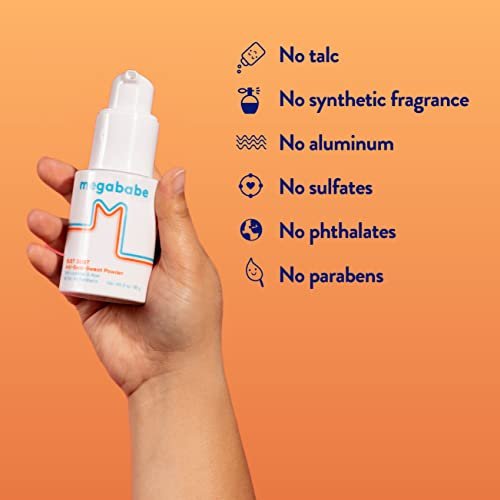 Megababe Bust Dust – Schweißabsorbierendes Körperpuder mit Applikatorpumpe, Talkumfrei, Natürlich, 85 g