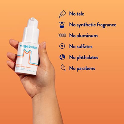 Megababe Bust Dust – Schweißabsorbierendes Körperpuder mit Applikatorpumpe, Talkumfrei, Natürlich, 85 g