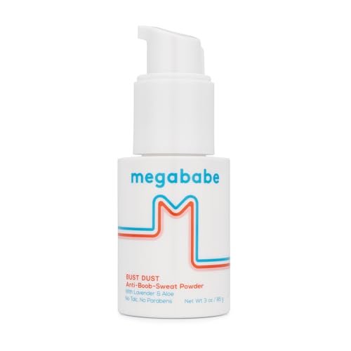 Megababe Bust Dust – Schweißabsorbierendes Körperpuder mit Applikatorpumpe, Talkumfrei, Natürlich, 85 g