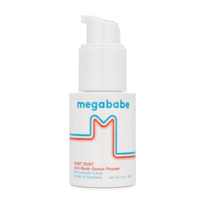 Megababe Bust Dust – Schweißabsorbierendes Körperpuder mit Applikatorpumpe, Talkumfrei, Natürlich, 85 g