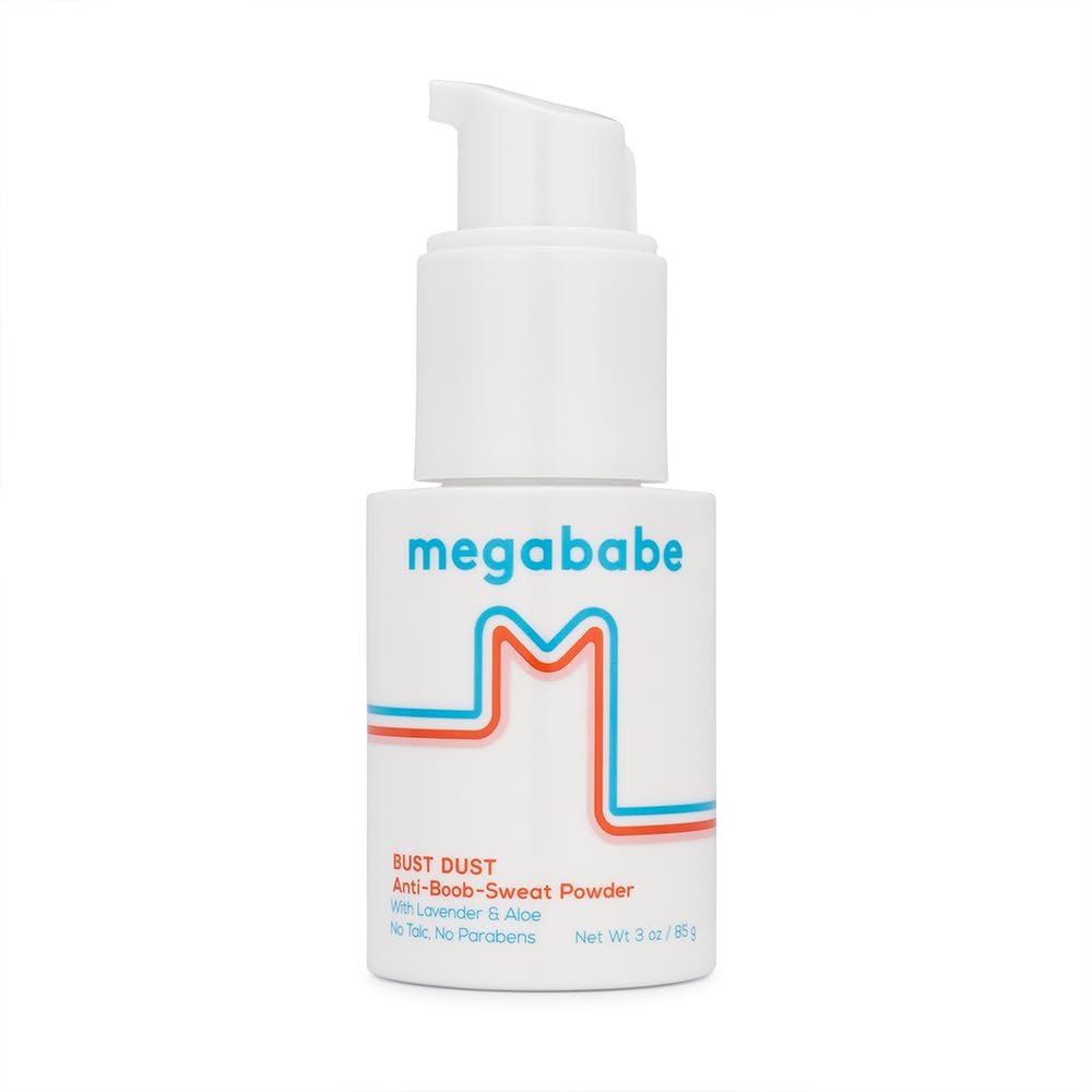 Megababe Bust Dust – Schweißabsorbierendes Körperpuder mit Applikatorpumpe, Talkumfrei, Natürlich, 85 g