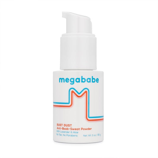 Megababe Bust Dust – Schweißabsorbierendes Körperpuder mit Applikatorpumpe, Talkumfrei, Natürlich, 85 g