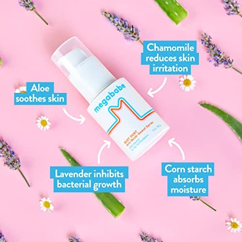 Megababe Bust Dust – Schweißabsorbierendes Körperpuder mit Applikatorpumpe, Talkumfrei, Natürlich, 85 g