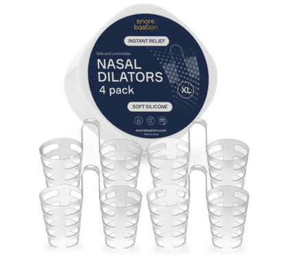 Snore Bastion Nasaldilatatoren fürs Schlafen - 4 Stück X-Large (XL) Weiche Silikon Nasenkegel - Nasenöffner - Nasenerweiterer zum Atmen - Nasenlöcher - Anti-Schnarch-Geräte