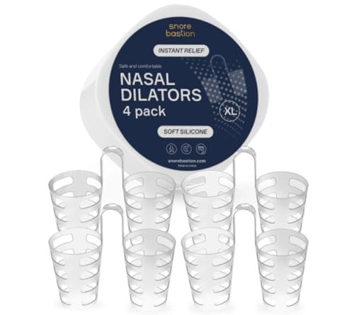 Snore Bastion Nasaldilatatoren fürs Schlafen - 4 Stück X-Large (XL) Weiche Silikon Nasenkegel - Nasenöffner - Nasenerweiterer zum Atmen - Nasenlöcher - Anti-Schnarch-Geräte