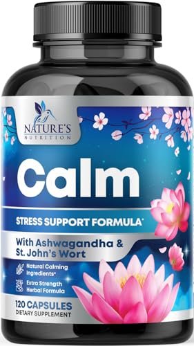 Stress-Unterstützung Supplement - Extra starkes Ashwagandha, GABA, Magnesium, L-Theanin für Entspannung - Unterstützt Stimmung & Fokus - Natürlich ruhig, entspannen & loslassen - Lindert Anspannung & Nervosität - 120 Kapseln