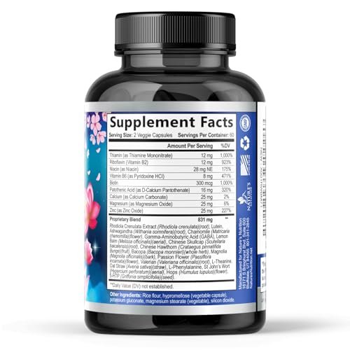 Stress-Unterstützung Supplement - Extra starkes Ashwagandha, GABA, Magnesium, L-Theanin für Entspannung - Unterstützt Stimmung & Fokus - Natürlich ruhig, entspannen & loslassen - Lindert Anspannung & Nervosität - 120 Kapseln