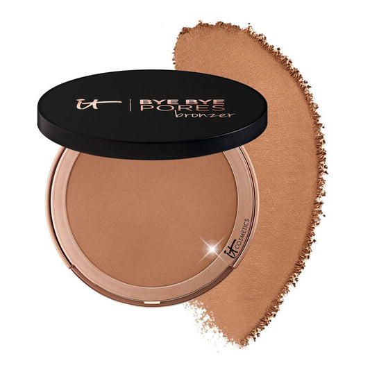IT Cosmetics Bye Bye Pores Anti-Aging Bronzer – Puderbronzer mit Hyaluronsäure für einen sonnengeküssten Teint, ölfrei, talkfrei – Universeller Farbton, 0,3 Unzen