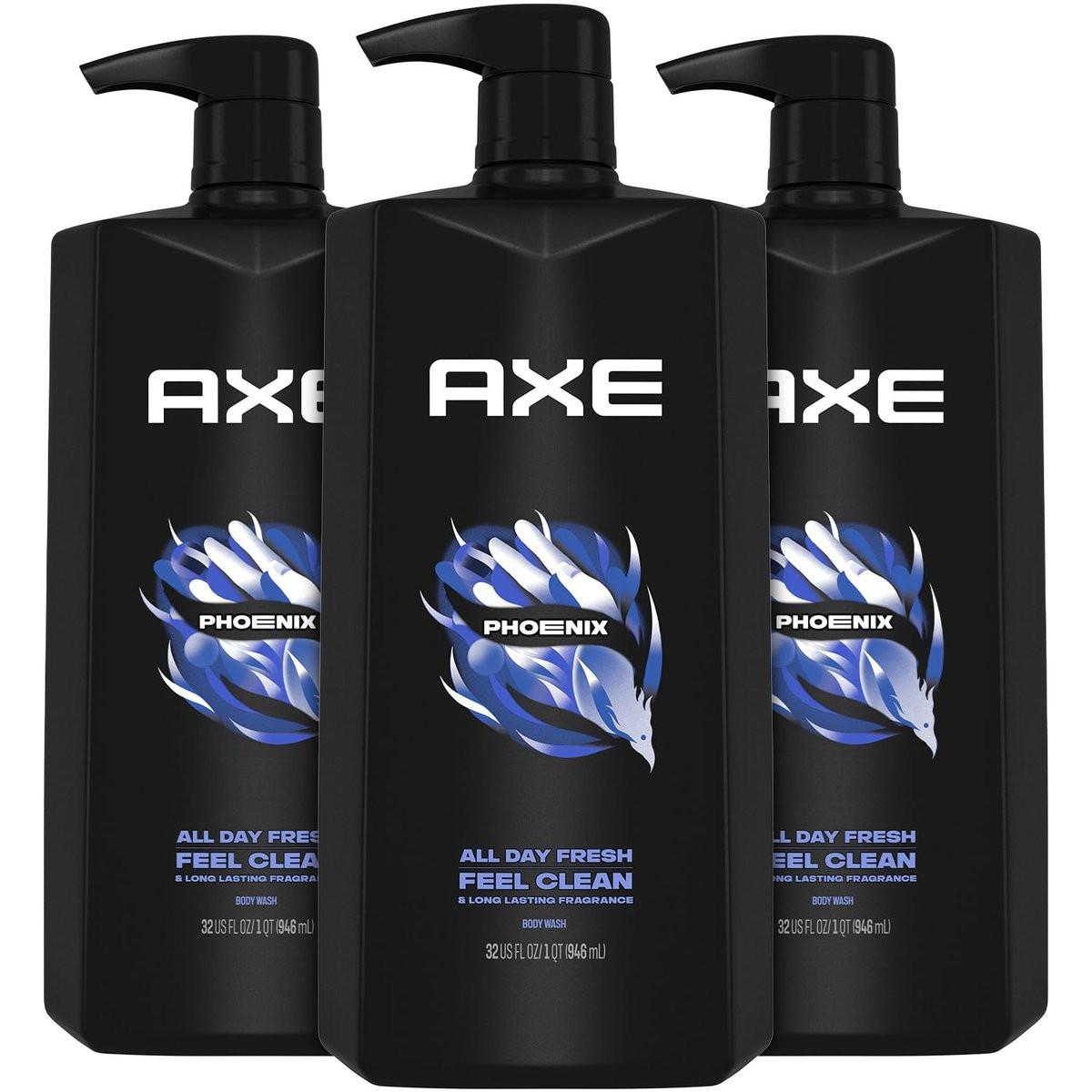 AXE Herrenduschgel & Duschbad, Phoenix, 3er-Pack, 12h belebender Duft nach zerstoßener Minze und Rosmarin, 946 ml pro Flasche