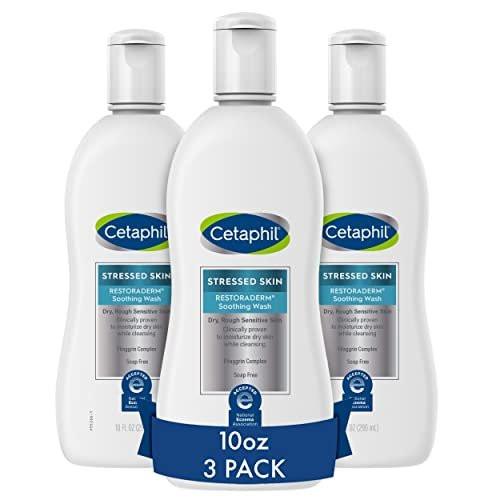 Cetaphil RESTORADERM Beruhigende Reinigung, 3er-Pack (3 x 295 ml) – Milde Reinigungslotion für trockene, gestresste Haut, hypoallergen, seifen- und parabenfrei, von der National Eczema Association empfohlen, dermatologisch empfohlen
