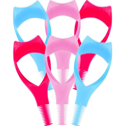 TecUnite 6-teiliger 3-in-1 Wimpernwerkzeug-Set: Mascara-Schutz, Applikator und Führung in 3 Farben