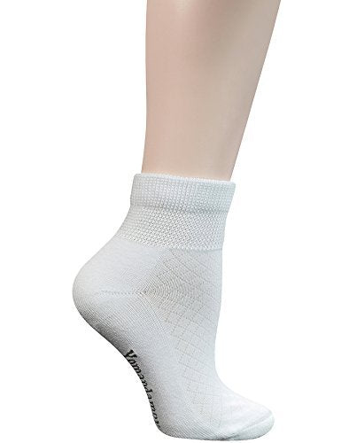 Yomandamor 5 Paar Damen Baumwoll-Knöchel Socken, atmungsaktive Mesh-Diabetikersocken mit nahtloser Zehe, Größe L (9-11)
