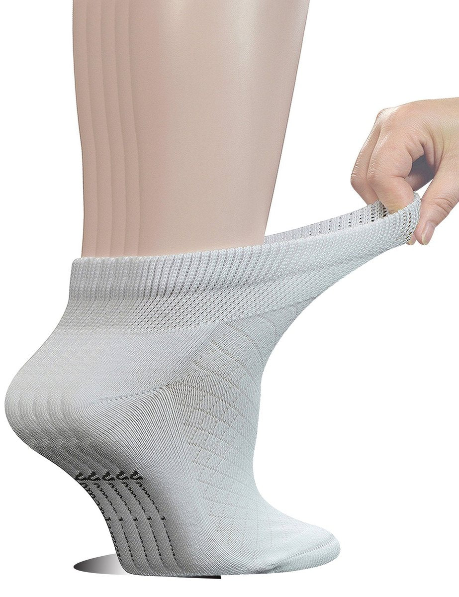 Yomandamor 5 Paar Damen Baumwoll-Knöchel Socken, atmungsaktive Mesh-Diabetikersocken mit nahtloser Zehe, Größe L (9-11)
