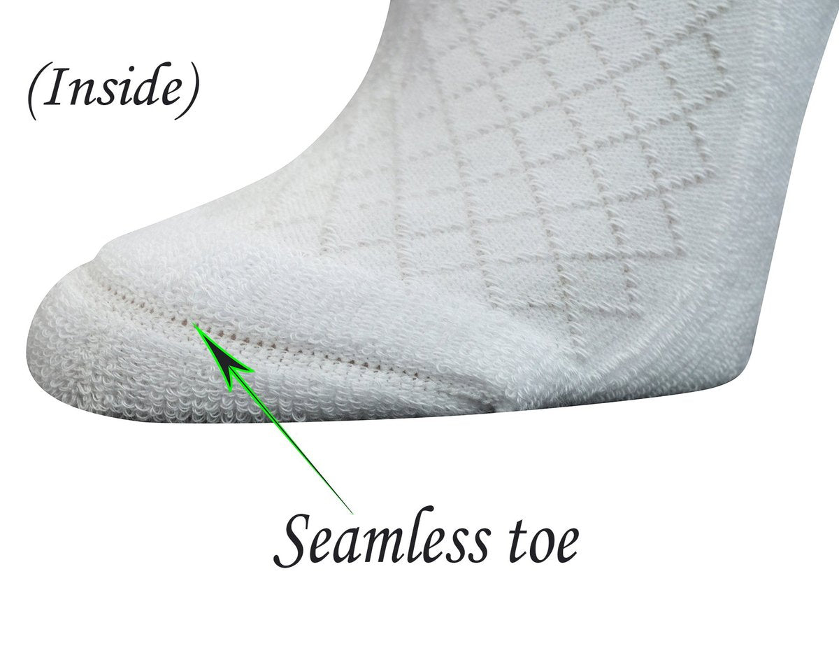 Yomandamor 5 Paar Damen Baumwoll-Knöchel Socken, atmungsaktive Mesh-Diabetikersocken mit nahtloser Zehe, Größe L (9-11)