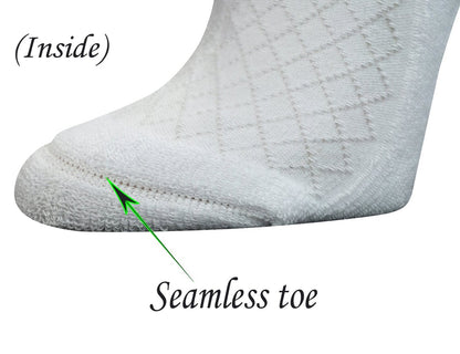 Yomandamor 5 Paar Damen Baumwoll-Knöchel Socken, atmungsaktive Mesh-Diabetikersocken mit nahtloser Zehe, Größe L (9-11)