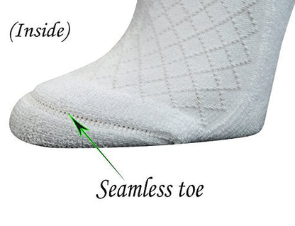 Yomandamor 5 Paar Damen Baumwoll-Knöchel Socken, atmungsaktive Mesh-Diabetikersocken mit nahtloser Zehe, Größe L (9-11)