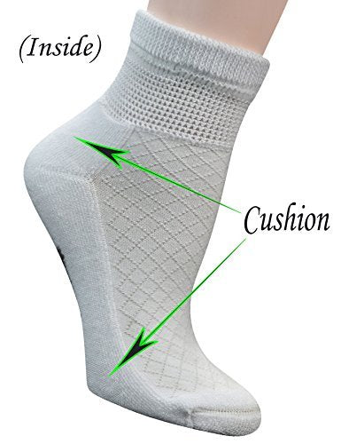 Yomandamor 5 Paar Damen Baumwoll-Knöchel Socken, atmungsaktive Mesh-Diabetikersocken mit nahtloser Zehe, Größe L (9-11)