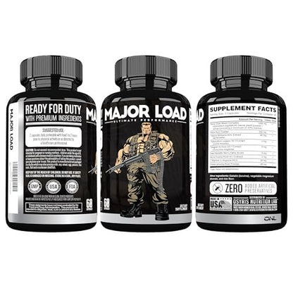 ONL Major Load Testosteron-Booster für Männer – Samenvolumen-Booster – Libido-Booster mit Horny Goat Weed, Maca Root, Tongkat Ali – Energie, Ausdauer & Kraft – 60 Kapseln, Nicht-GVO, Hergestellt in den USA