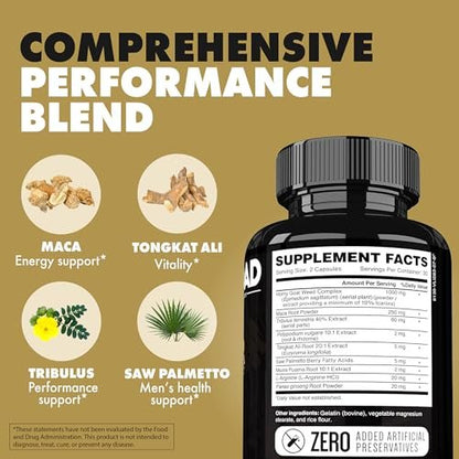 ONL Major Load Testosteron-Booster für Männer – Samenvolumen-Booster – Libido-Booster mit Horny Goat Weed, Maca Root, Tongkat Ali – Energie, Ausdauer & Kraft – 60 Kapseln, Nicht-GVO, Hergestellt in den USA
