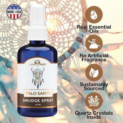 Palo Santo & Salbei Räucherspray (114 ml) – Palo Santo ätherisches Öl Spray zur Reinigung negativer Energie, spirituelles Raumspray, rauchfreies Räucherspray, Aura-Reinigung & Schutz