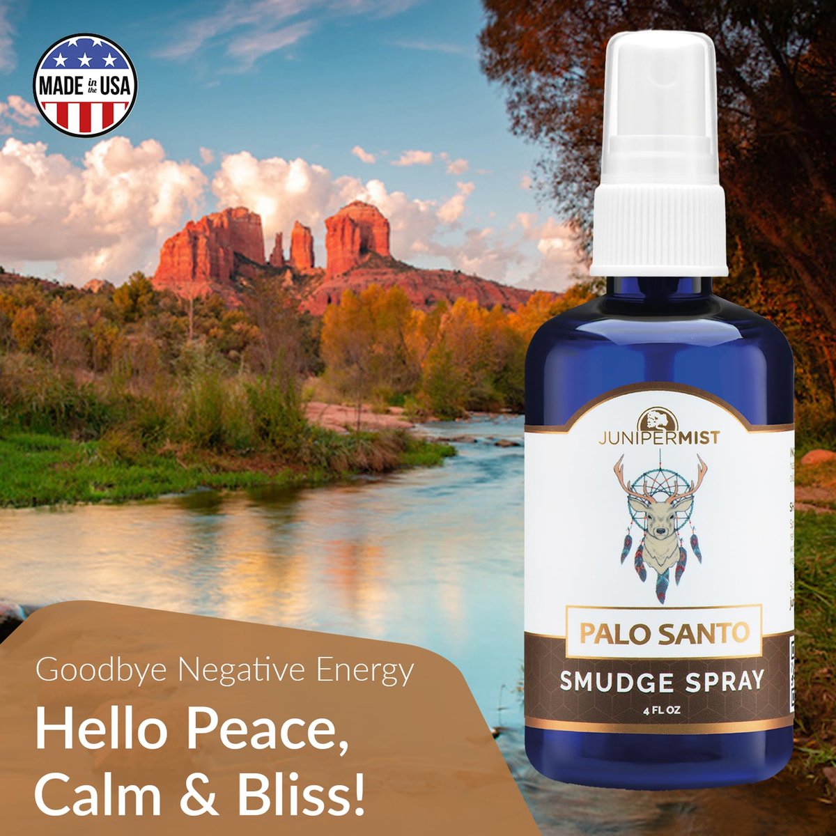 Palo Santo & Salbei Räucherspray (114 ml) – Palo Santo ätherisches Öl Spray zur Reinigung negativer Energie, spirituelles Raumspray, rauchfreies Räucherspray, Aura-Reinigung & Schutz