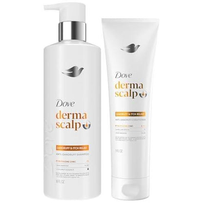 Dove Shampoo und Conditioner Set - DermaCare Scalp Trockenheit & Juckreiz Linderung, Pyrithion Zink Shampoo und Conditioner, Anti-Schuppen, Anti-Frizz, Glättende Haarpflege, 12 Fl Oz (2er-Pack)
