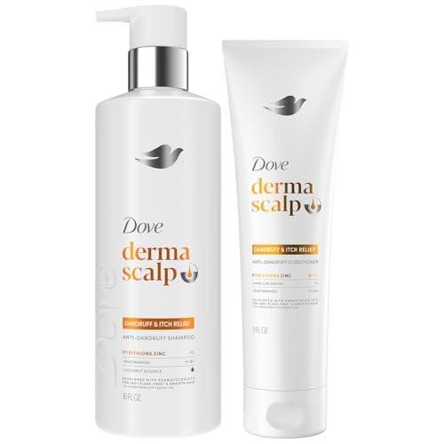 Dove Shampoo und Conditioner Set - DermaCare Scalp Trockenheit & Juckreiz Linderung, Pyrithion Zink Shampoo und Conditioner, Anti-Schuppen, Anti-Frizz, Glättende Haarpflege, 12 Fl Oz (2er-Pack)